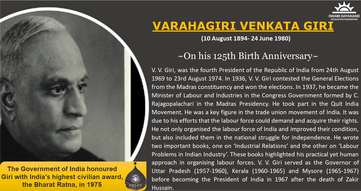 V.V.GIRI (10th August 1894- 24th June 1980)