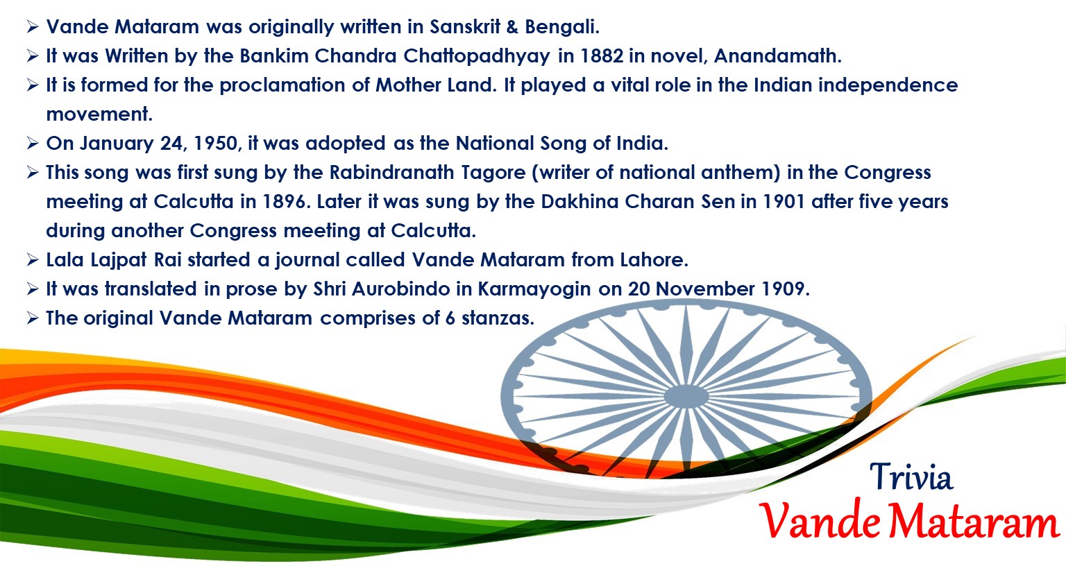 FACTS OF VANDE MATARAM