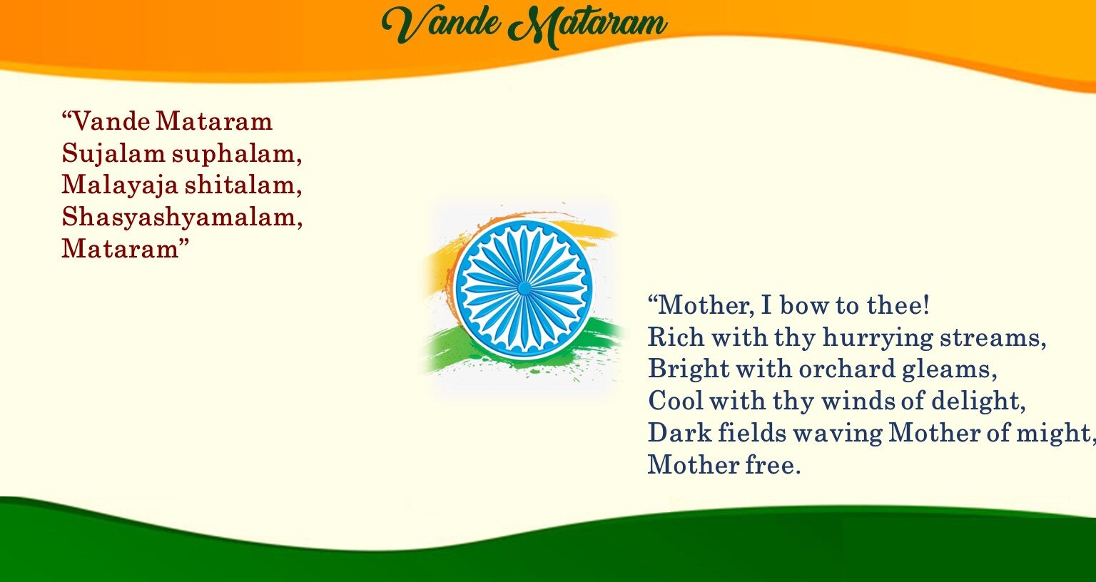 MEANING OF VANDE MATARAM - STANZA 1