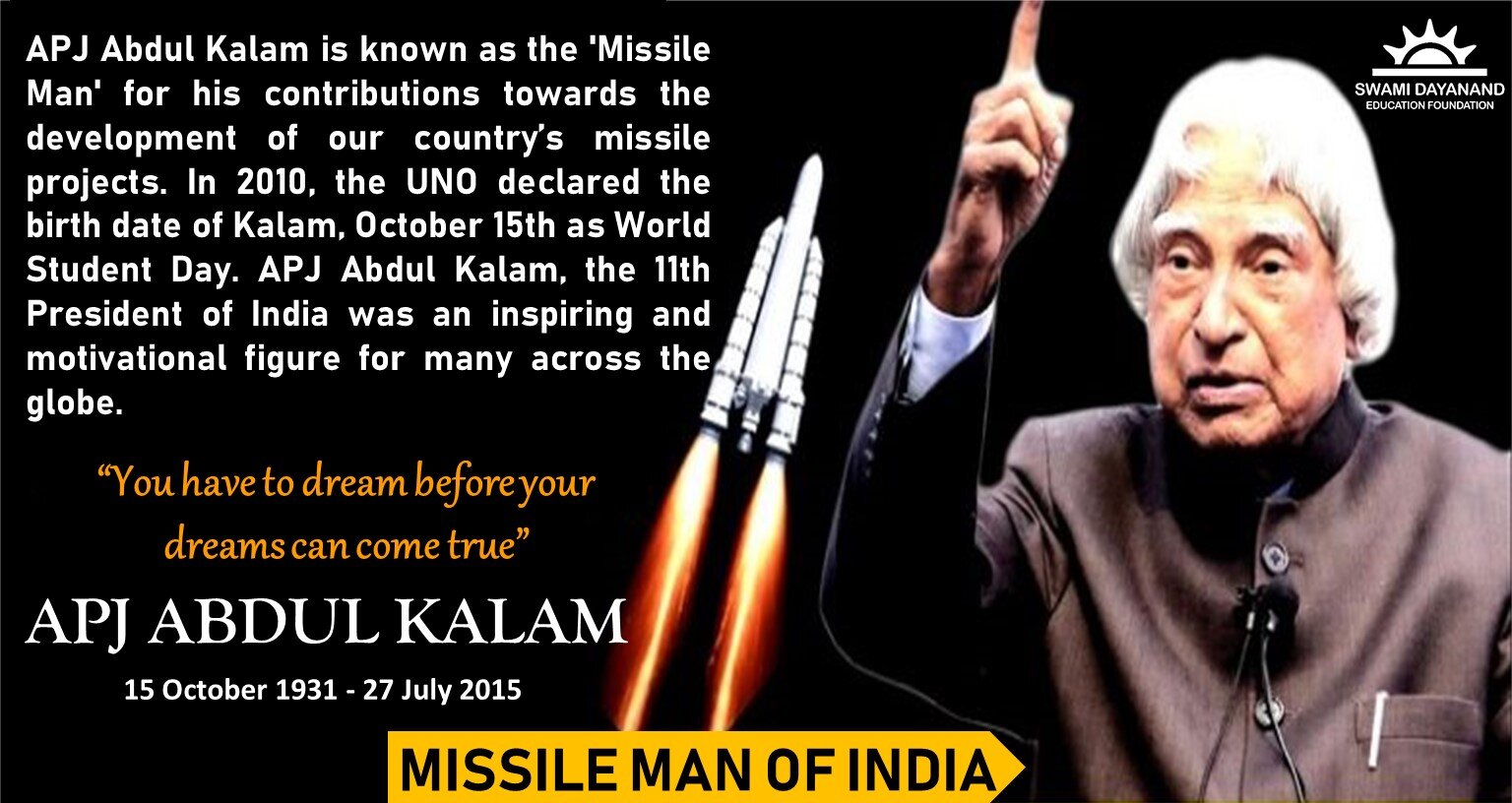 APJ ABDUL KALAM (15 October 1931 - 27 July 2015)