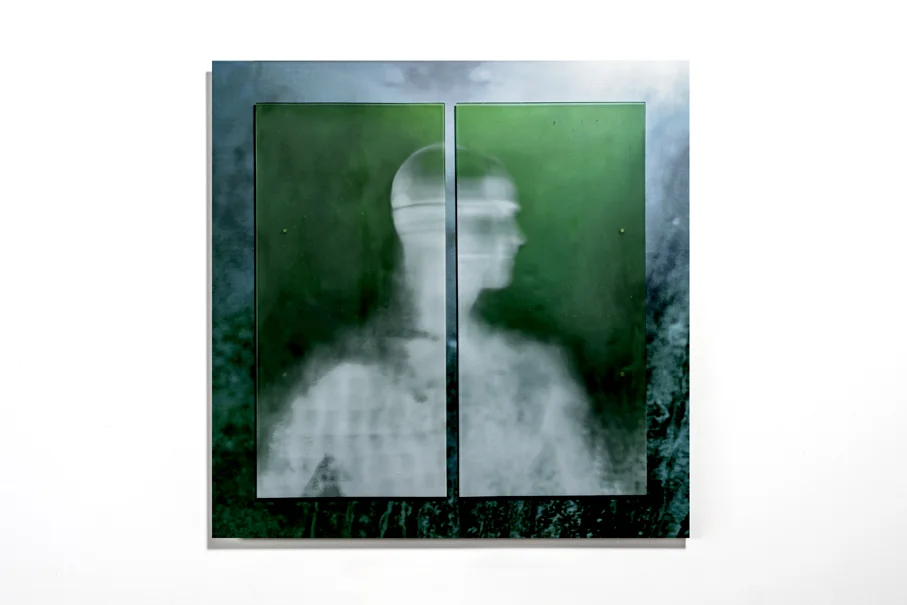 Untitled Triptych (Flux Series) Panel III - Screen printed and Kiln formed Glass Mounted on UV Flatbed Digital Prints on Aluminium