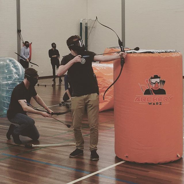 Taking aim at his colleagues #officeparty #christmasparty #festiveseason #archerywarz #melbourne #melbournefun #melbournetodo #melbourneeats #melbourneattractions #melbourneiloveyou #carlton #carltonbaths #ymca #ymcamelbourne