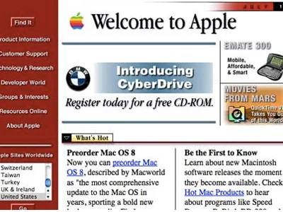 Apple's homepage, circa 1997