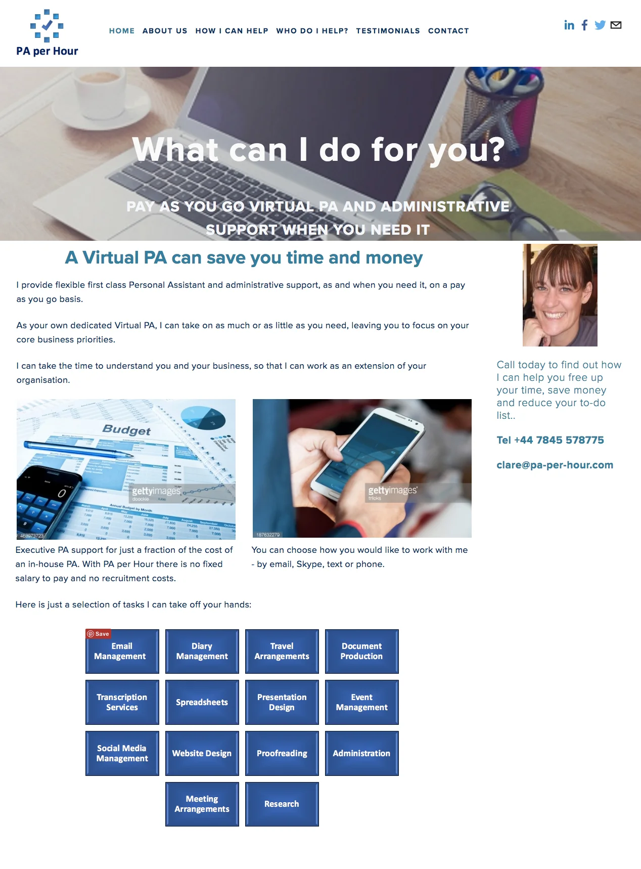 The original PA Per Hour website did the job, but didn't stand out from the many other virtual PA businesses on the web.