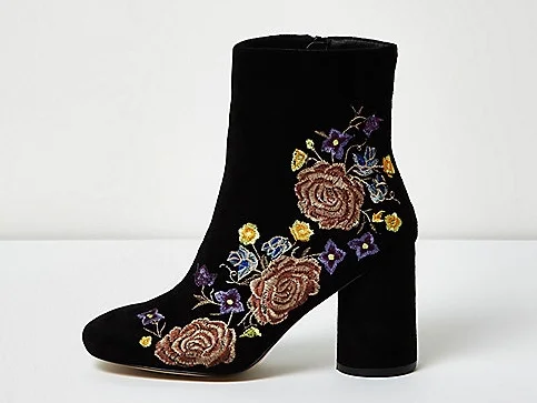 black embroidered boots