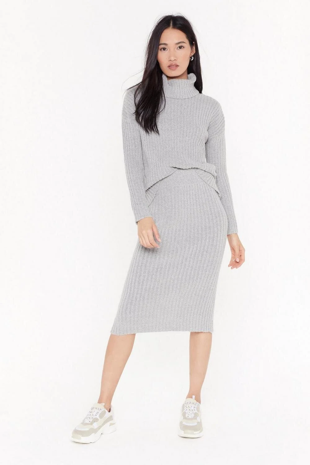 All Set Turtleneck Jumper and Midi Skirt Set, Nasty Gal