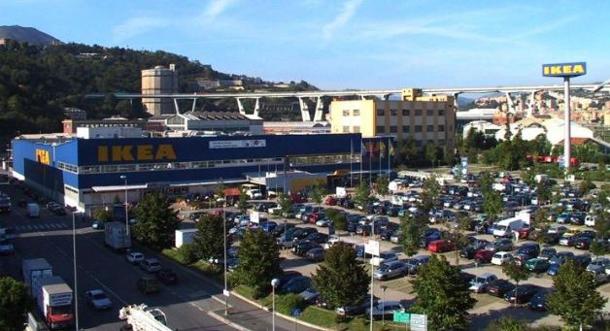 Ikea Genoa - Very sad to say that the bridge in the background is indeed the one which collapsed the other day
