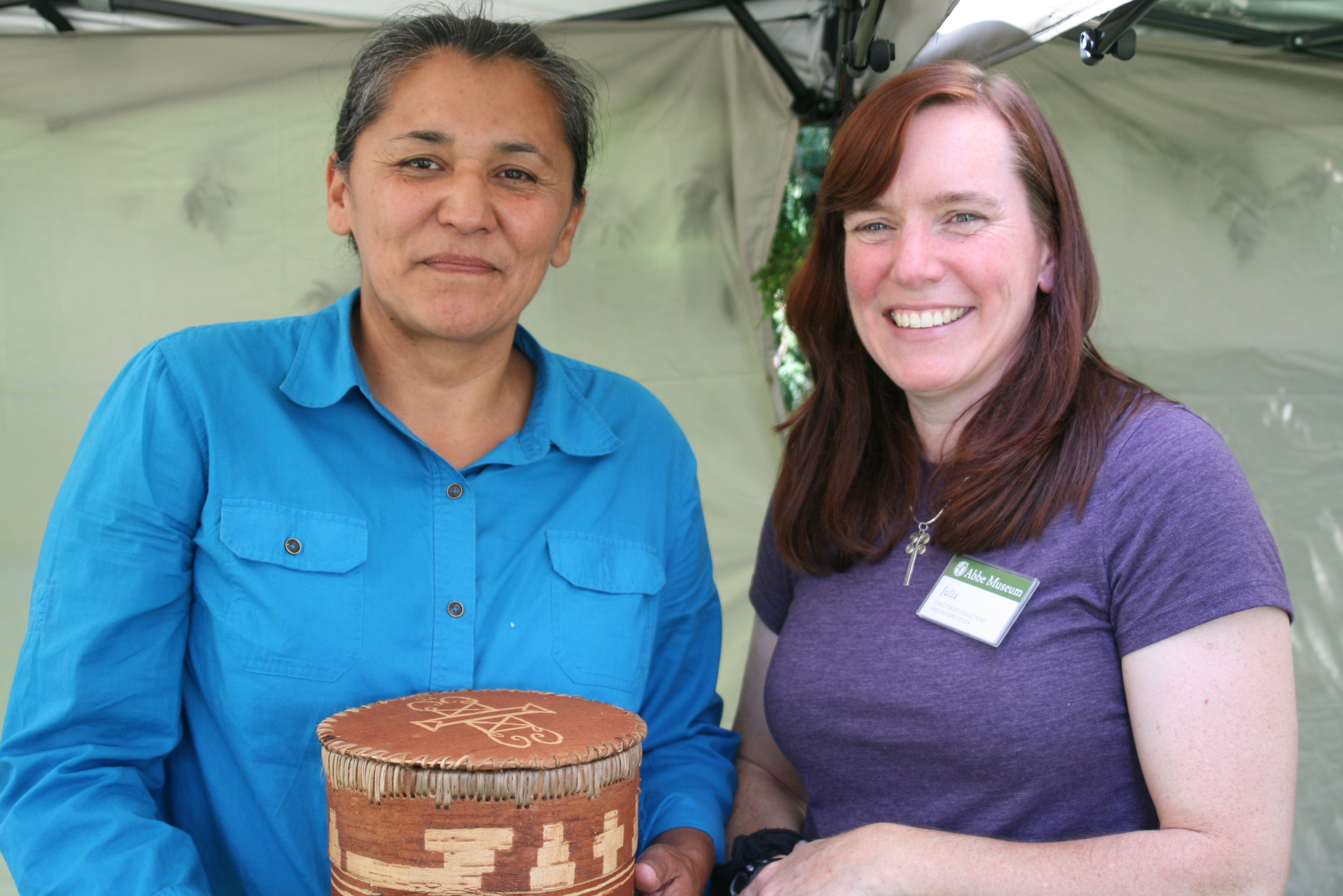 Maliseet artist Gina Brooks and the Abbe's Director of Collections & Interpretation, Julia Clark