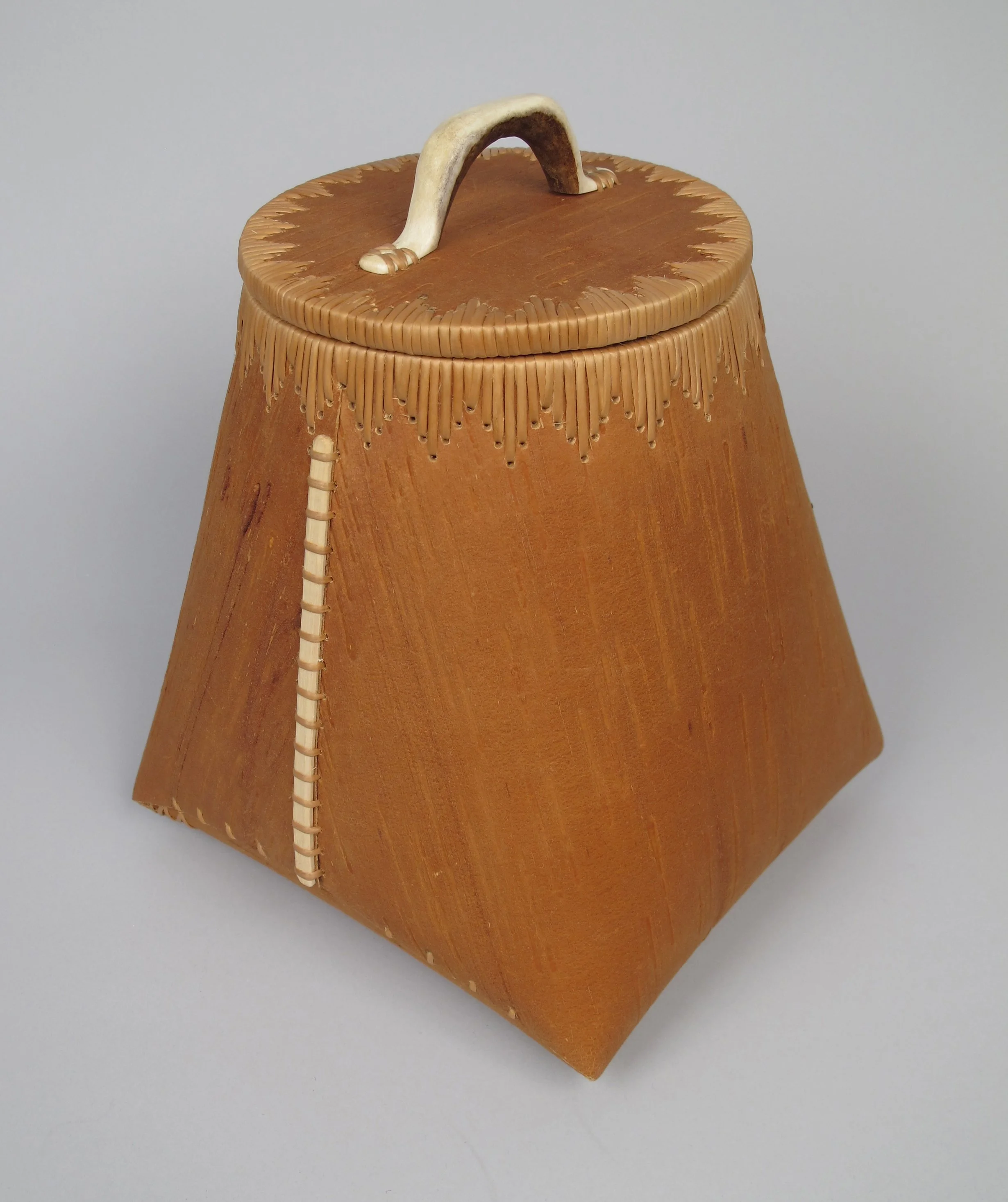    Mocuck  , 2012 by Eric Otter Bacon (Passamaquoddy, b. 1977), Birchbark, spruce root, antler, and ash (2013-03-001 A-C) 