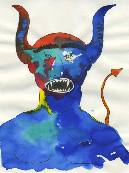 Diable brouillon Encre sur papier 14,8 cm x 19,6 cm