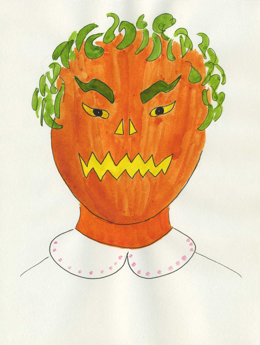 Diable citrouille Encre sur papier 14,8 cm x 19,6 cm