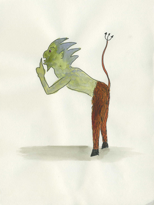 Diable chuchoteur Encre sur papier 14,8 cm x 19,6 cm