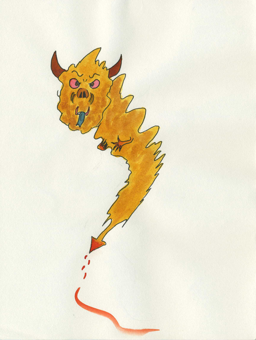 Diable crayon Encre sur papier 14,8 cm x 19,6 cm