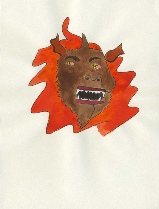 Diable de feu Encre sur papier 14,8 cm x 19,6 cm