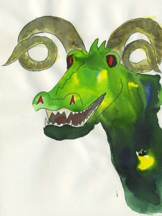 Diable dragon Encre sur papier 14,8 cm x 19,6 cm
