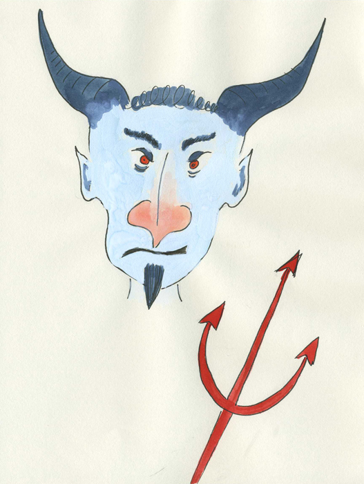 Diable et sa lance Encre sur papier 14,8 cm x 19,6 cm