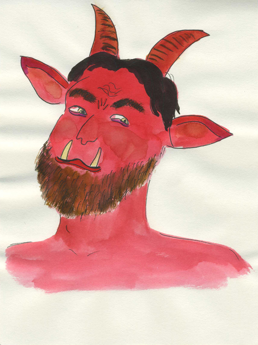 Diable rouge Encre sur papier 14,8 cm x 19,6 cm
