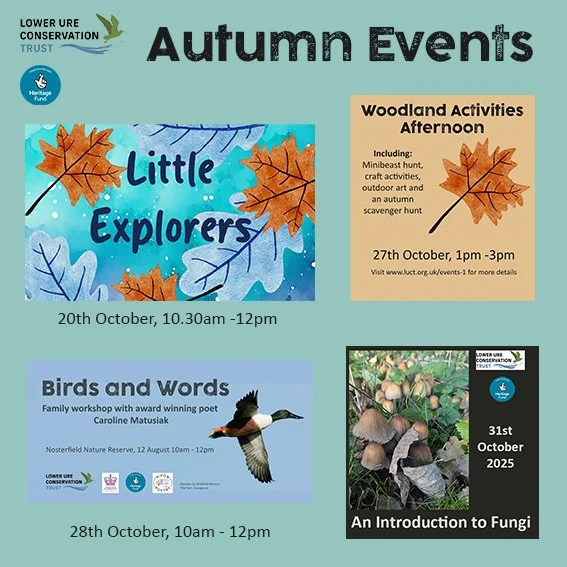 Activities at Nosterfield Nature Reserve and Nosterfield Quarry this autumn!

For more information and to book tickets, visit:

https://www.luct.org.uk/events-1

@heritagefunduk