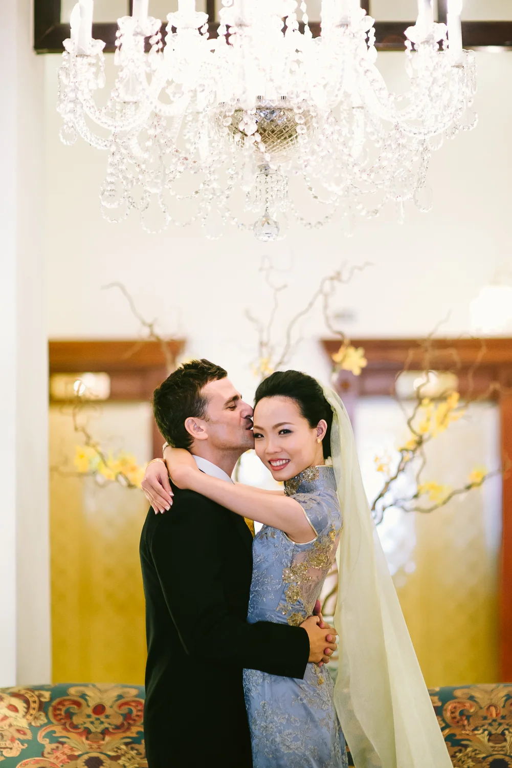 nice and beautiful kiss from the groom