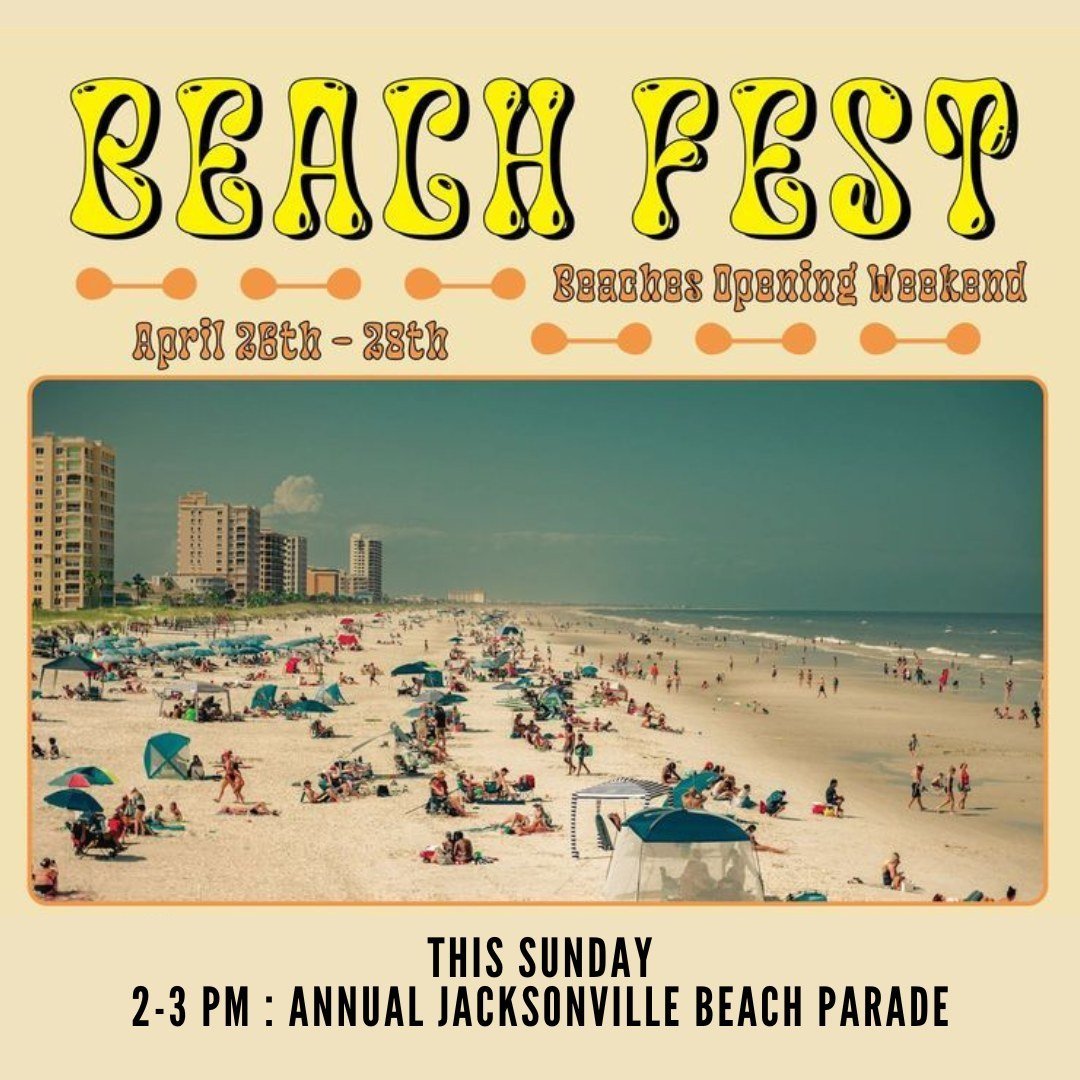 It's that time of year again! ☀️ The Opening of the Beaches is THIS weekend! We love being right in the heart of Jacksonville Beach, and we hope you'll head out to the parade after church this Sunday!⁠
⁠
🚘 Expect some extra traffic on Sunday. Our lo