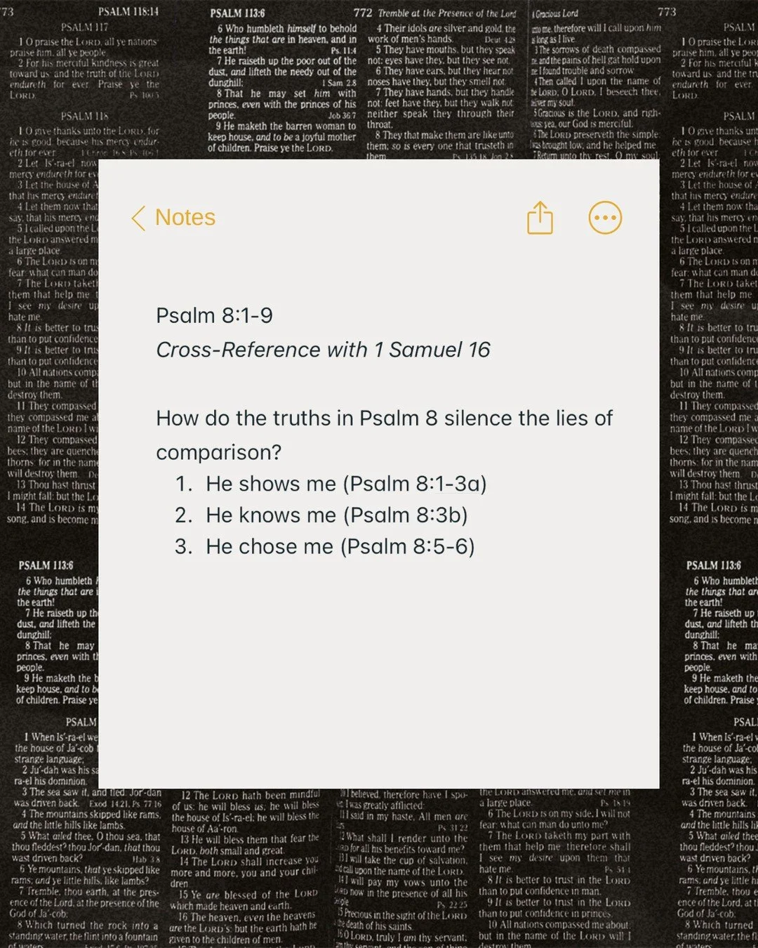 We&rsquo;ve jumped back into our Come + Listen series, now walking through the Psalms and the life of David. This week we opened Psalm 8 and were reminded: He shows us, He knows us, and He chose us. The sermon is up on our website + YouTube now!