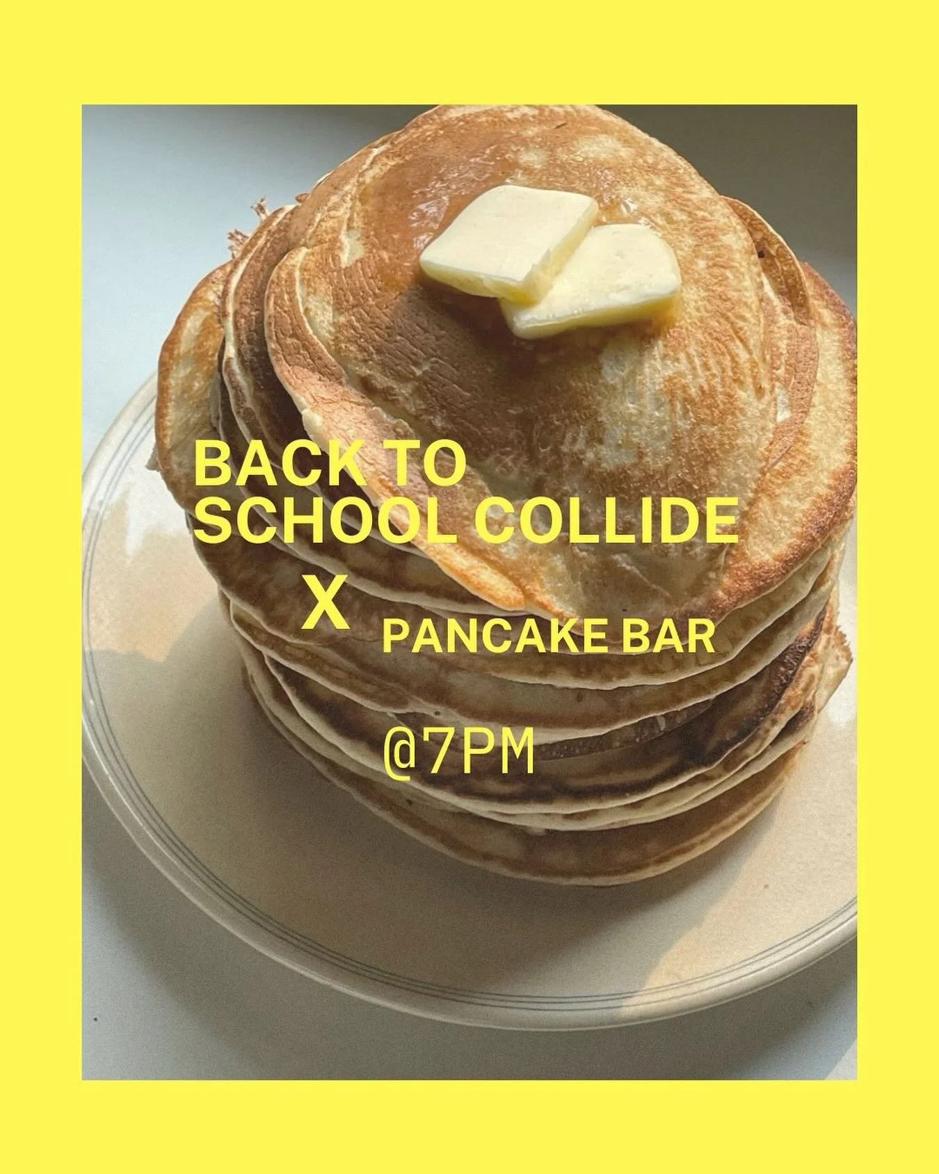 Tonight!!!! We can't wait to see you! Bring a friend and get ready for pancakes at our 1st Collide back!! 🤙🏼🥞🍓🥳