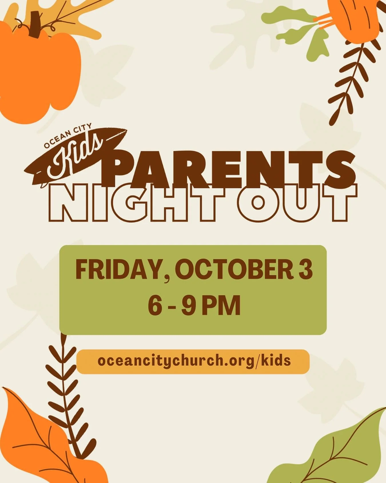 Hey OCC parents!👋🏼 Just a reminder that parent’s night out is TOMORROW! We’ll see you and your kids here at 6pm! 🤙🏼🌊