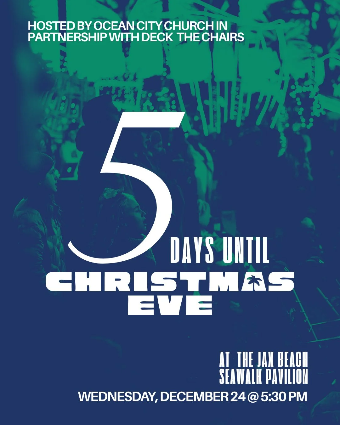 Christmas Eve by the ocean is almost here! ✨ In just FIVE days, we&rsquo;ll be gathering at the Seawalk Pavilion for a beautiful Jesus celebration in partnership with Deck the Chairs. Come worship our King with us in one of our favorite places!
