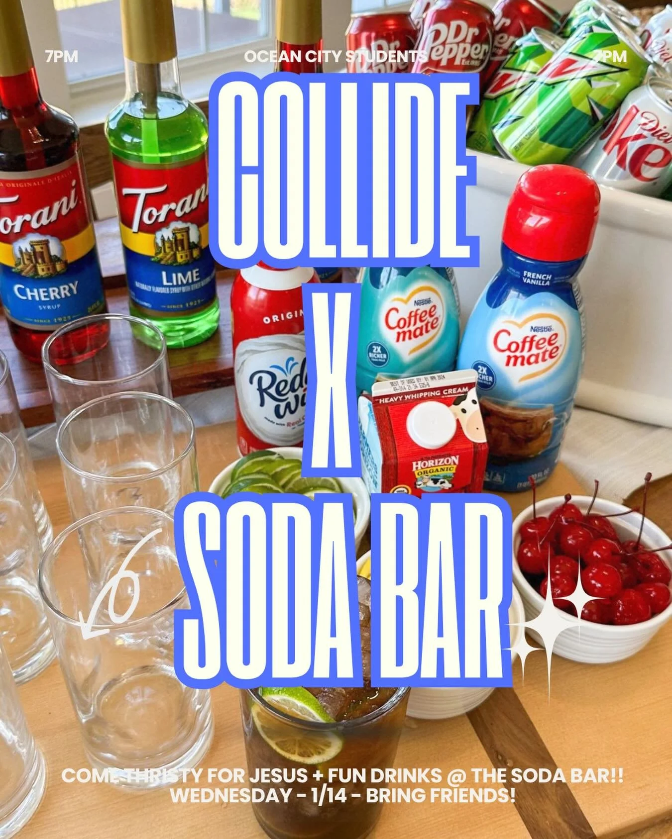 Tomorrow, for the first time ever, OCC STUDENTS IS HAVING A DIRTY SODA BAR!!! Come thirsty for Jesus + some delicious drinks!! BRING YOUR FRIENDS!!! 🥤🙌🍋&zwj;🟩❣️🥳