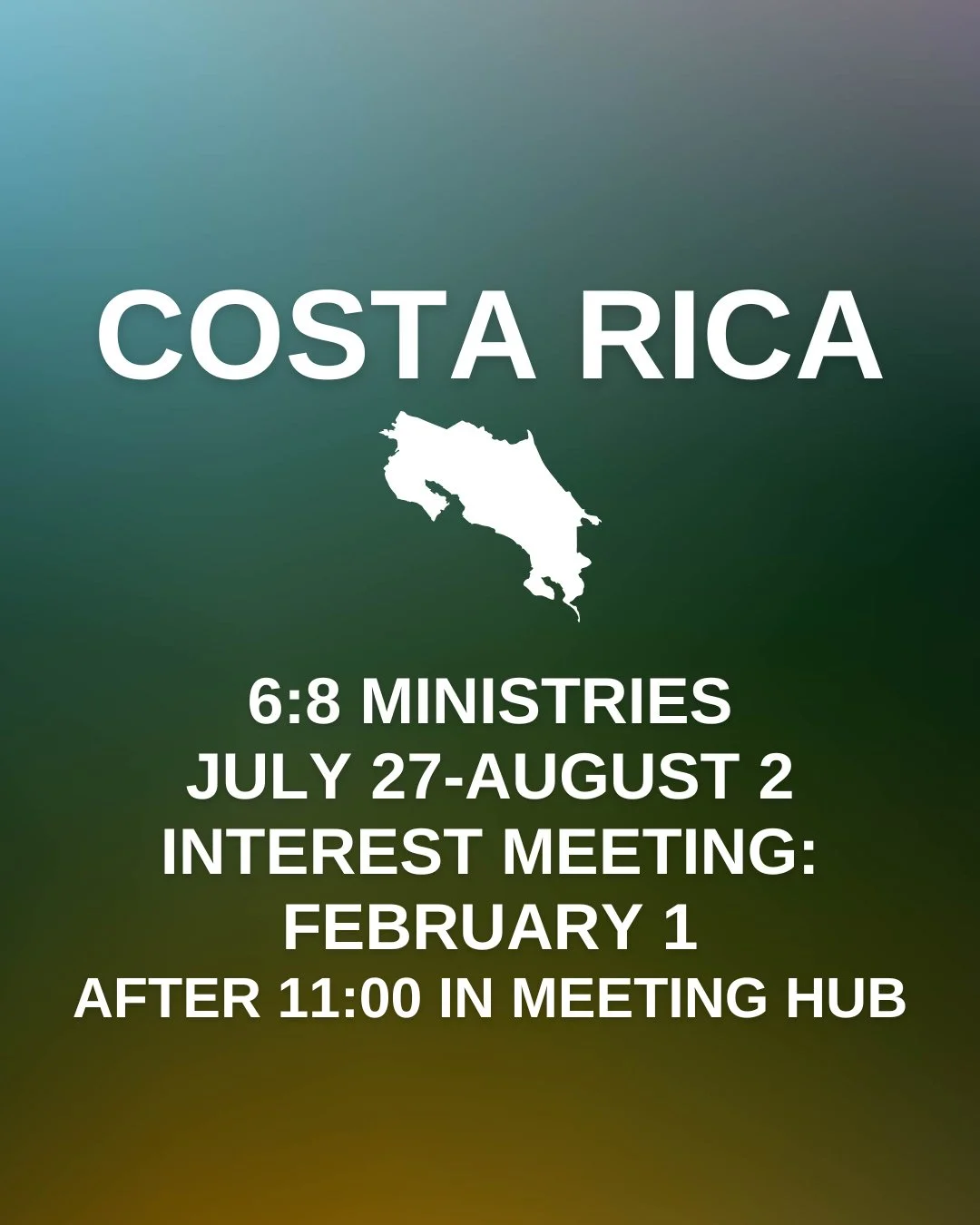 GROUNDSWELL: COSTA RICA⁠
We love our partnership with 6:8 Ministries in Costa Rica + serving alongside them every summer is a highlight of every year! 🙌🏽⁠
⁠
If you're interested in learning more about this year's trip, join us for an Interest Meeti