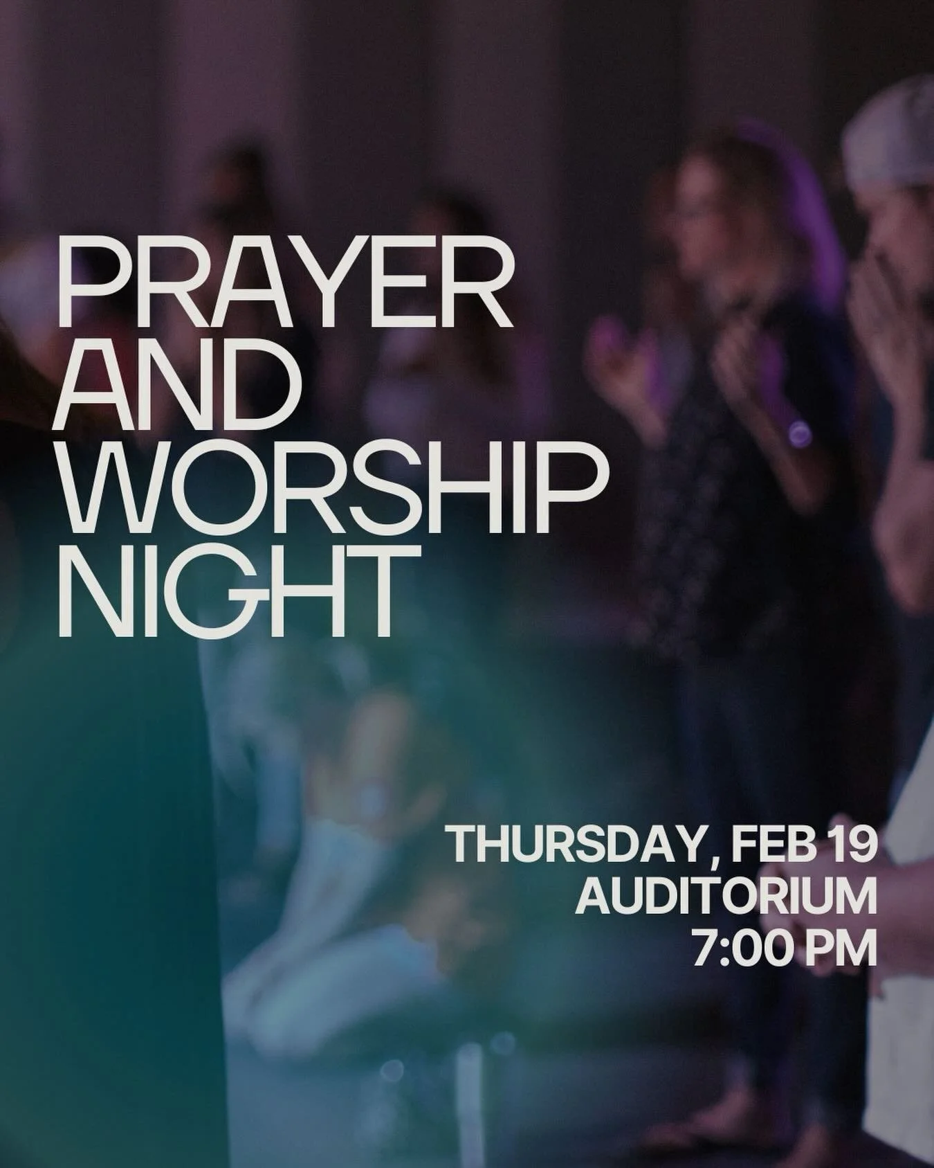 PRAYER + WORSHIP NIGHT
Our monthly Prayer + Worship Night is tomorrow night! 🙌🏽 We&rsquo;ll be meeting in the auditorium, and we would love for YOU to join us!

We love this special space carved out each month to pray for our church + our community