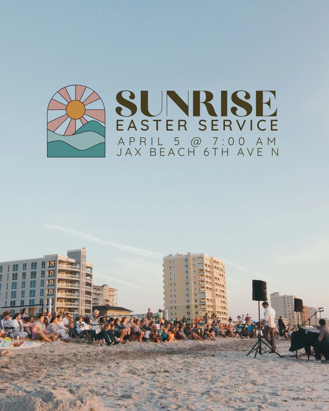 SAVE THE DATE: EASTER SUNRISE⁠
Easter morning on the beach! ⁠
⁠
Our Sunrise Service is one of the most special gatherings of the year as we celebrate the resurrection of Jesus together.⁠
⁠
Start thinking now about who you might invite to join you. We