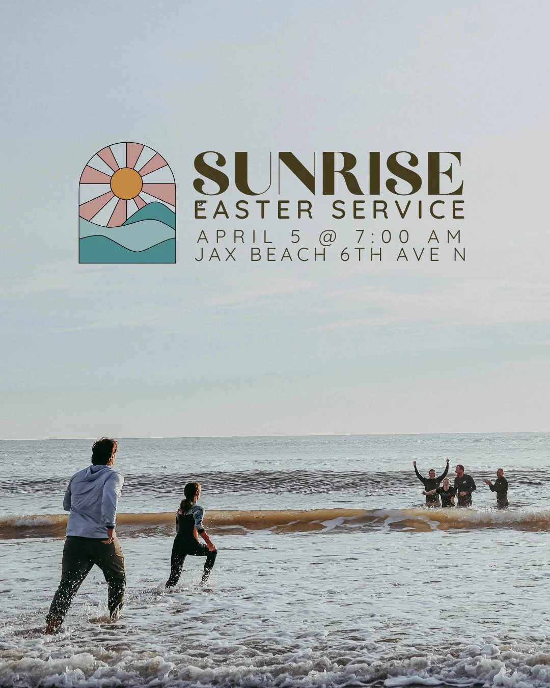🌅 Easter Sunrise Service⁠
📍 Jax Beach 6th Ave N⁠
⏰ 7:00 am⁠
💦 Baptisms⁠
⁠
Celebrating Jesus' resurrection (and the resurrection that's our reality too!) never gets old. We can't wait to gather on the beach with so many of you tomorrow. See you soo