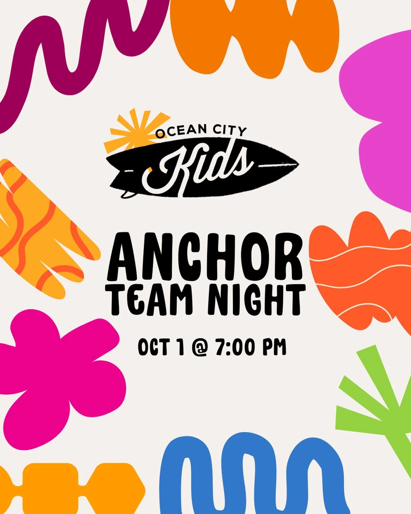 Calling all Kids Anchors who serve in our kids environments on Sunday mornings! Join us for a fun evening together as we celebrate all that God is doing in OCC Kids and look ahead to an exciting new season as we prepare to move to the Atlantic Theate