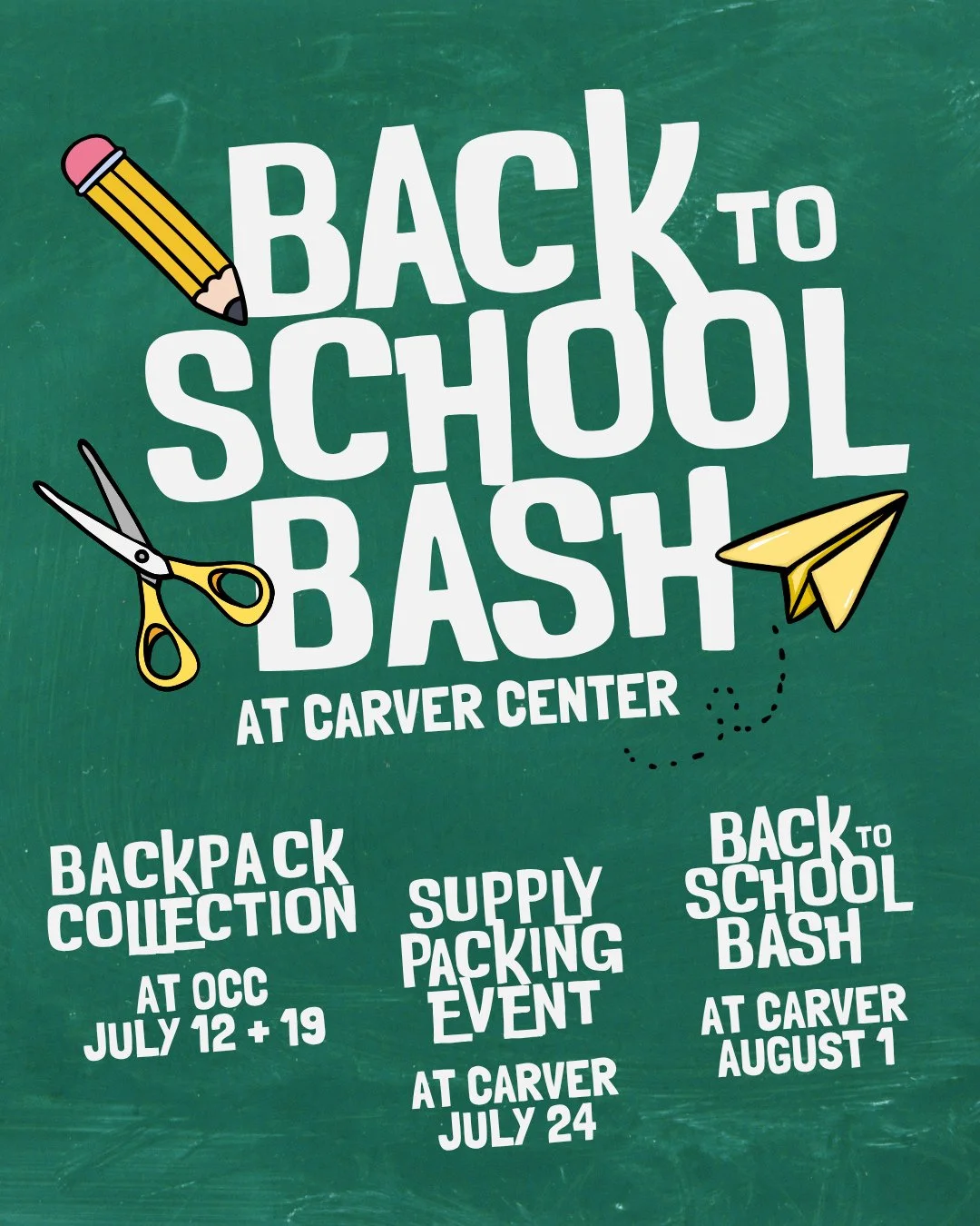 Back-to-school season is one of our favorite ways to show love to our community! 🎒⁠
⁠
This year, we have 3 opportunities to serve alongside our friends at the Carver Center + help local students start the school year with confidence.⁠
⁠
🎒 Backpack 