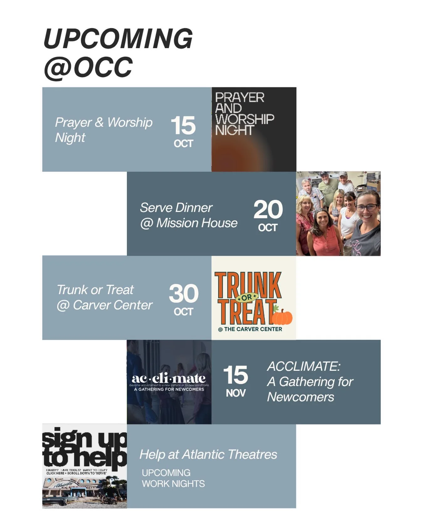 Mark your calendars for our upcoming events at church! 

Head to our website for more information + details.
