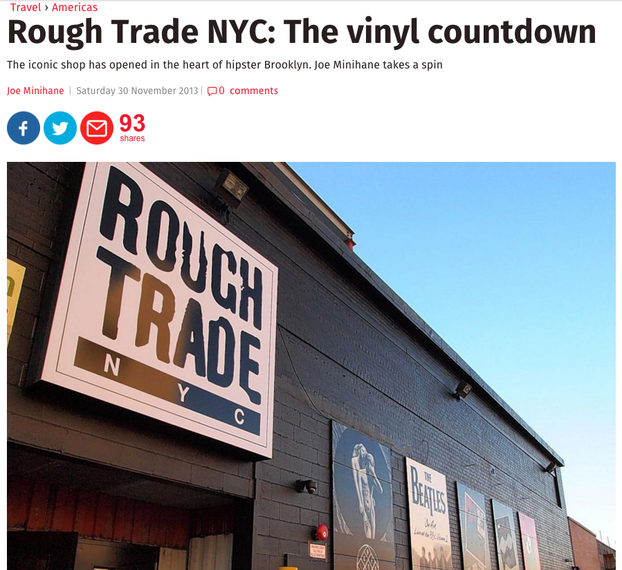 The Independent: Rough Trade and Brooklyn's record shopping scene