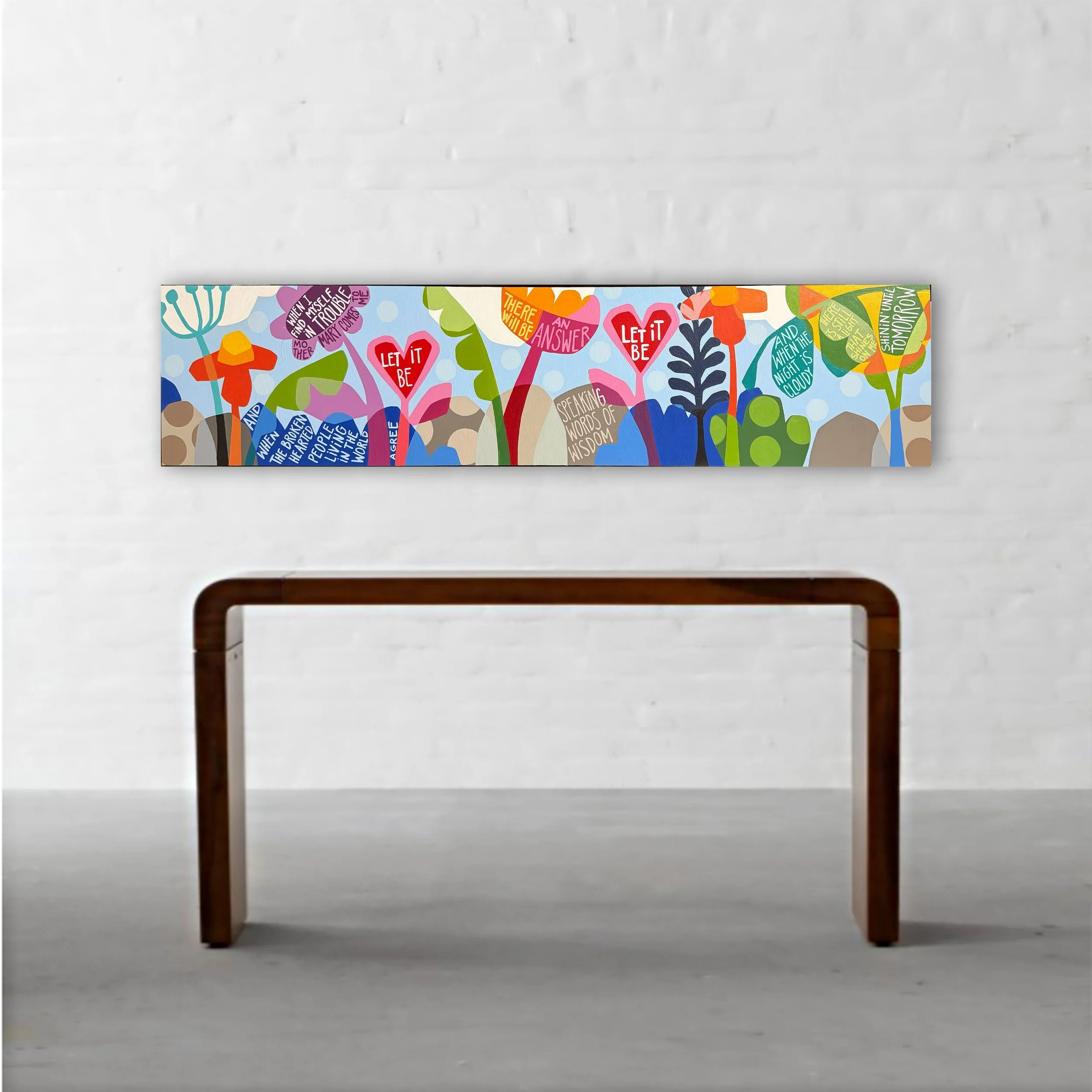 'Let It Be' Vibrant Acrylic Canvas Painting - 16x72