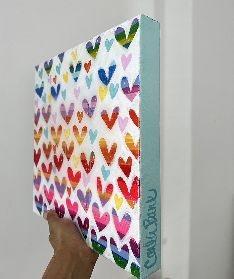 Flying Hearts 12x12 acrylic paint on canvas with high gloss finish — Carla  Bank