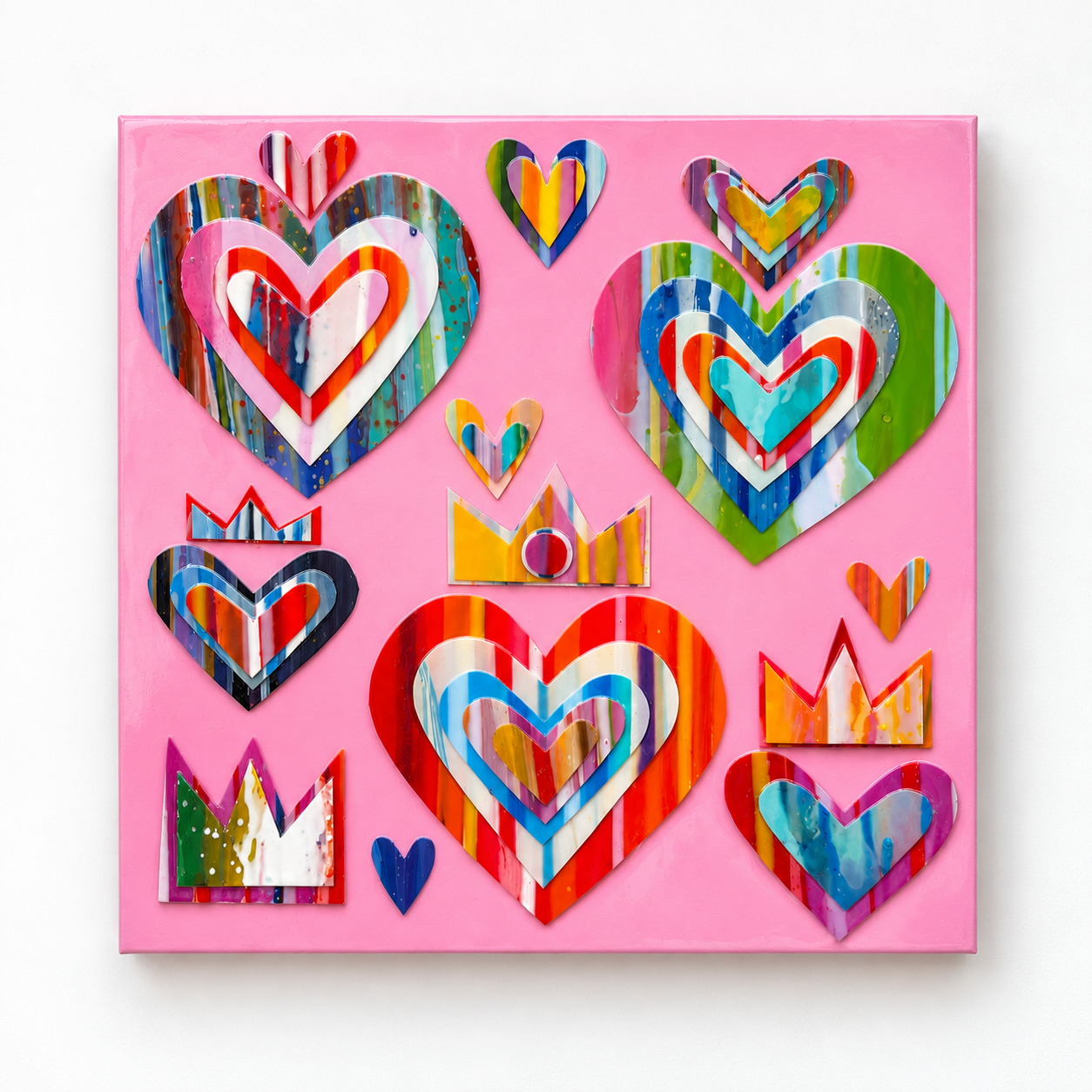 Glossy Rainbow Hearts and Crowns Canvas.png