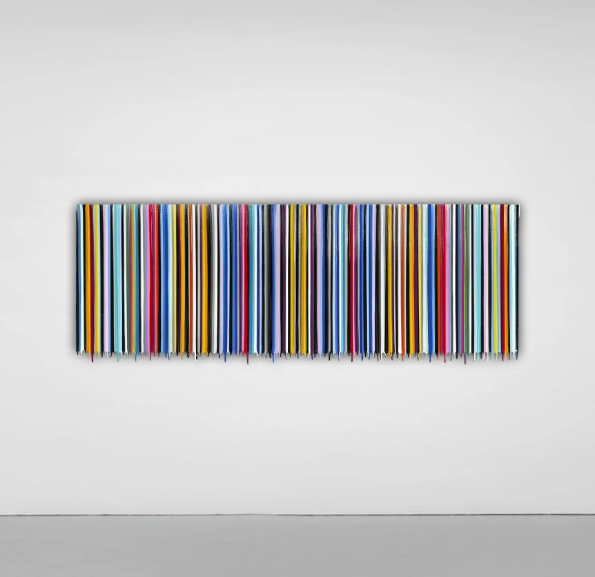 Piano Vibes original stripes with drips painting 24x72