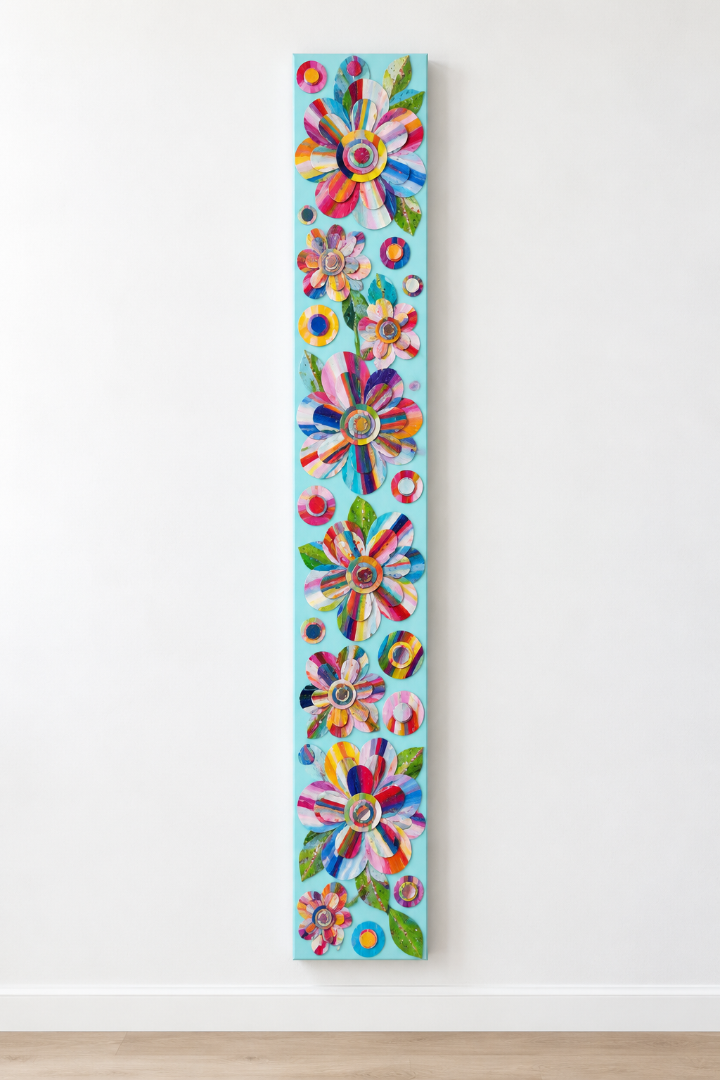 Flower Power long paint chip painting teal background