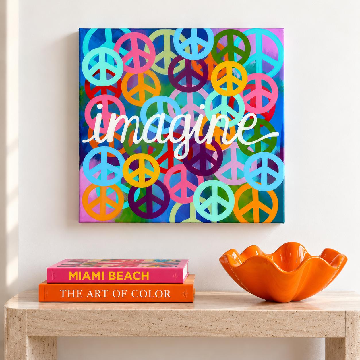 Imagine Peace 16x16 original acrylic painting