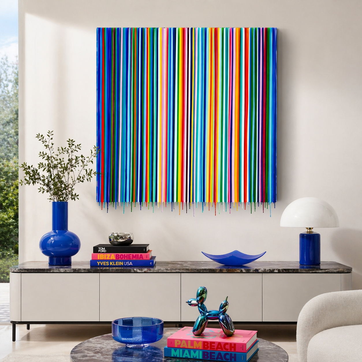 Sunshine Blues Stripes 48x48 original painting