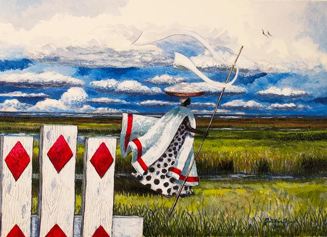 Jonathan Green, Strolling by Sluice Gate, 2013, acrylic on paper, 11"x14", copyright