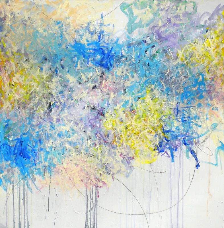 Don Mertz, Explosion of Color, mixed media on canvas, 60” x 60”