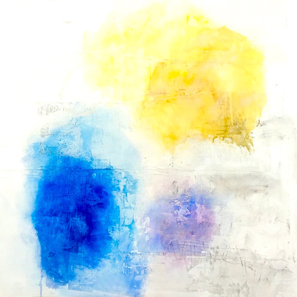 Sharon Kelly, The Beach was Still Deserted , acrylic mixed media, 48" x 48"
