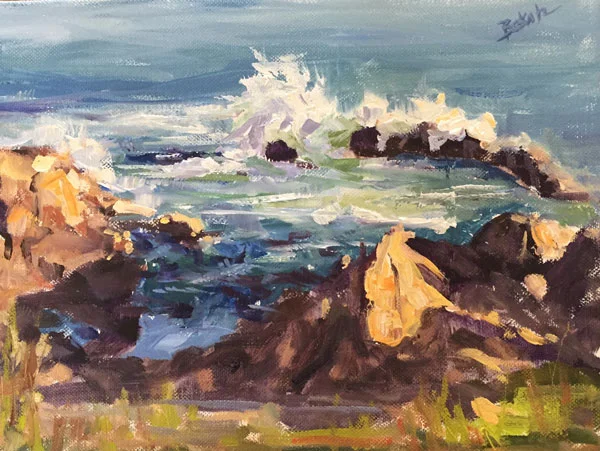 Rebekah Haslett, Maine Wave, 2016, oil on linen, 9"x12"