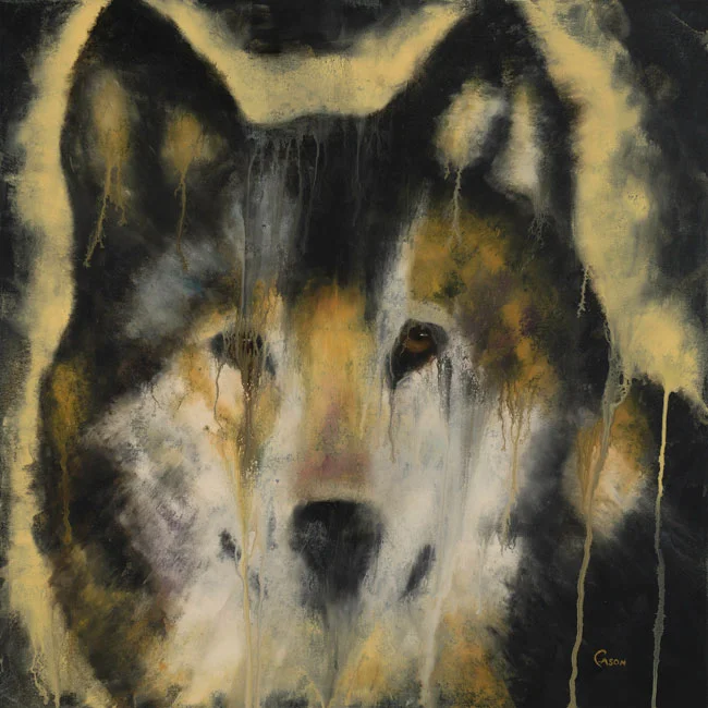 Cason Rankin, Wilderness Silence of Wolf, acrylic on canvas, 36” x 36”