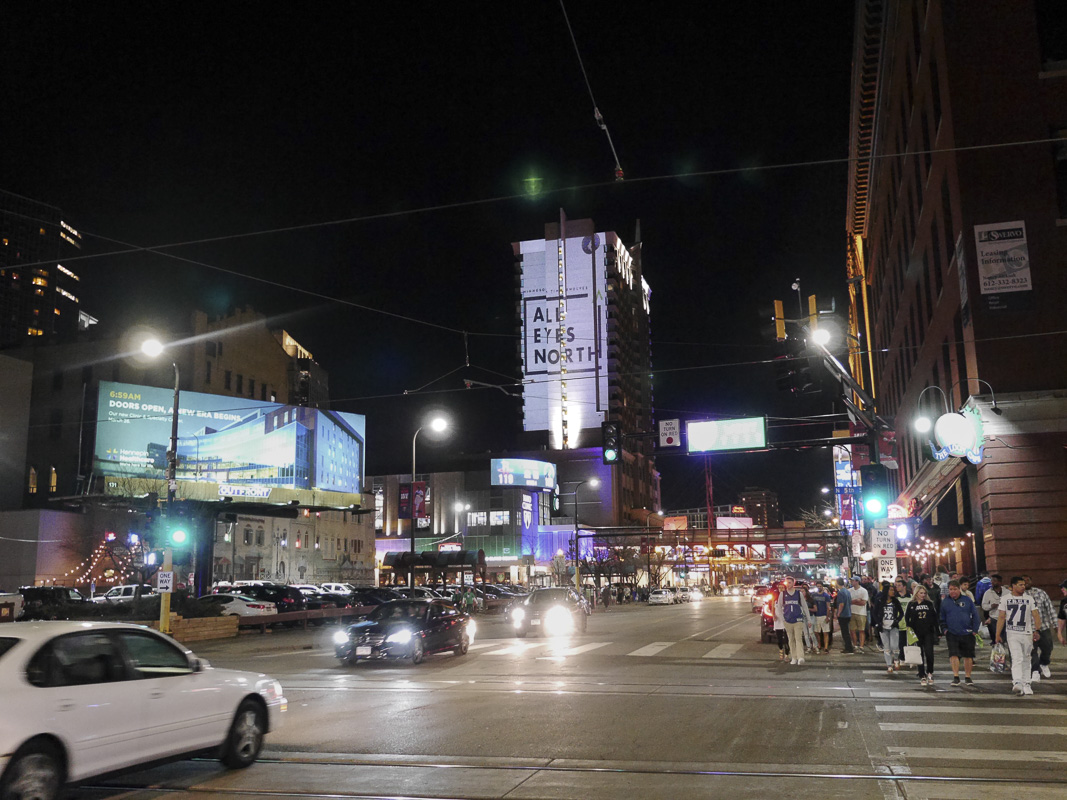 Giant video projection advertising 
